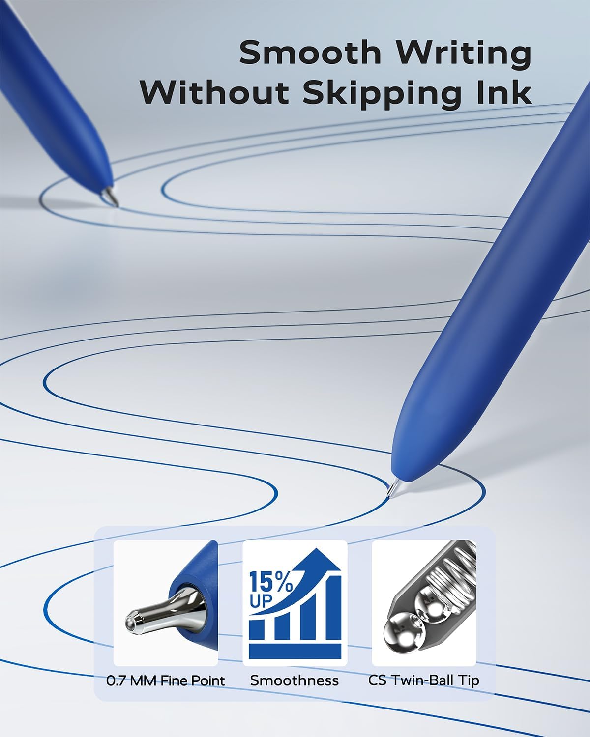 STAGEEK Blue Gel Pens - 6-Pack Quick Dry Fine Point Retractable Pens with 3 Extra Refills | Ideal for Journaling & Office Use