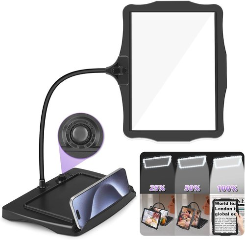 Skiennix 5X Rechargeable Magnifying Glass - LED Light & Flexible Gooseneck Stand | Ideal for Reading, Crafts & DIY