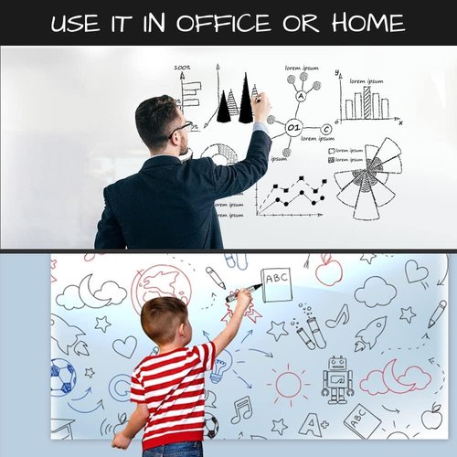 HA SHI Clear Adhesive Sheets Roll - 18" x 78" (6.5 Ft) | Includes 3 Dry Erase Markers & Bulletin Board Paper