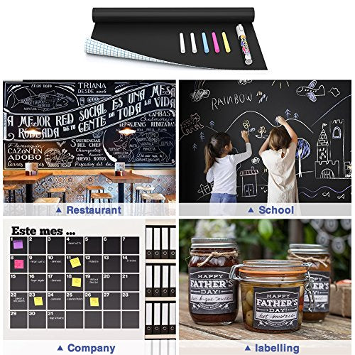 Nicpro 17.7"x78.7" Chalkboard Contact Paper Roll with Grid, 1 Pack