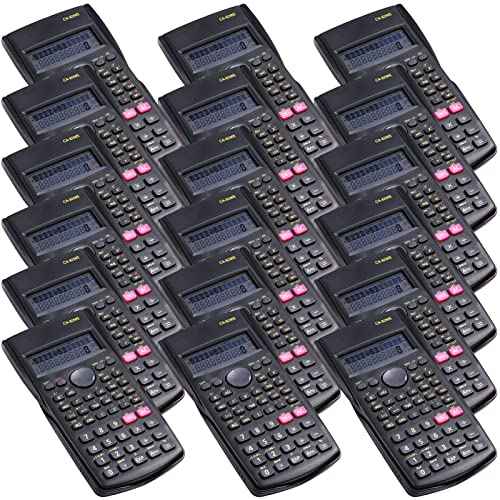 Saillong 18 Pieces 2-Line Engineering Scientific Calculator, Black Function Fractions Math Calculator for Business Office College High School Student Teacher