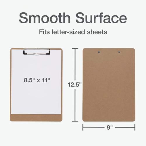 Oxford Brown Clipboards - Durable Metal Clip with Plastic Corners | 12.5" x 9" | 6 Pack