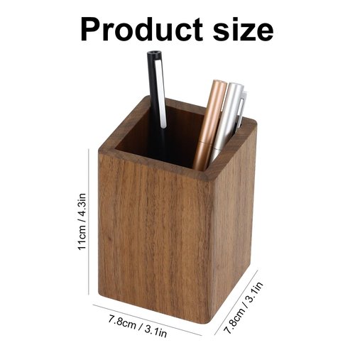 MultiBey North American Walnut Wood Pencil Holders, Black Walnut Pen Holder Wooden Pencil Box, Wood Desk Accessory Organizer for Desk Office Home