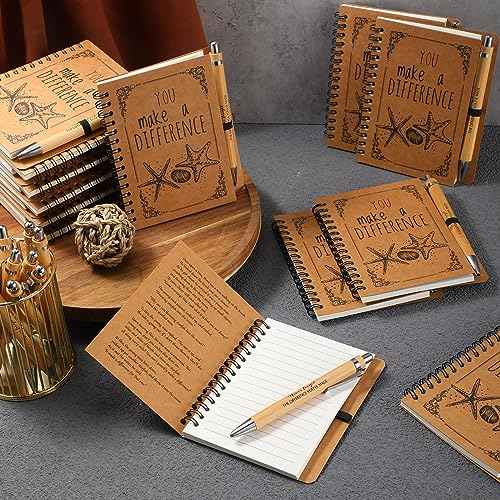 Colarr 30 Sets Christmas Employee Appreciation Gifts Starfish Spiral Notebooks Bulk You Make a Difference A6 Inspirational Journal and Motivational Bamboo Pens for Coworkes Staff Team Volunteer