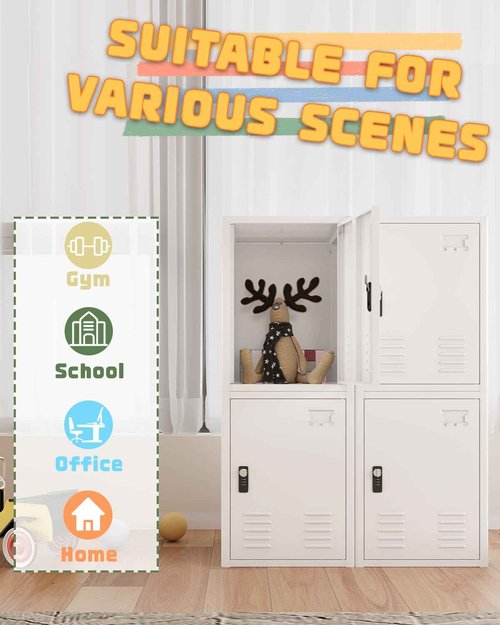 BUTIOSOW 20" H Metal Locker Storage Cabinet, Lockable Cabinet, Small Lockerfor Employees, Lockable 1 Door with 2 Hooks Organizer for Bedroom, School, Office, Playroom, Daycare, Garage