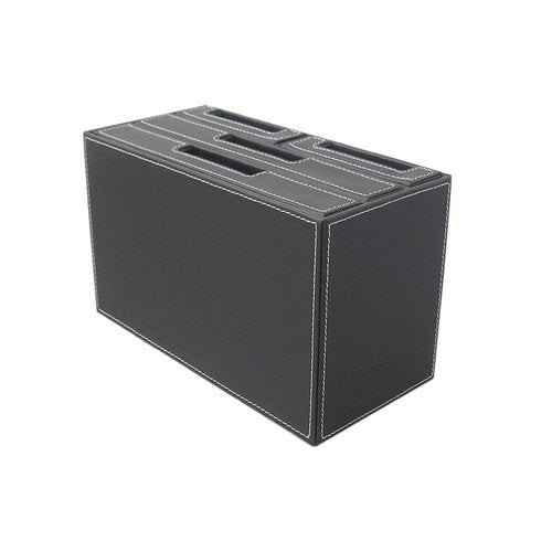 KINGFOM PU Leather Desk Organizer with 4 Drawers Small, Desktop Organizer Drawer for Office Supplies Accessories, Stationery Storage Box Bills Collection Holder Black