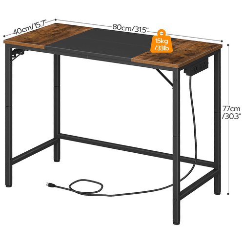 HOOBRO 3 Drawer Mobile File Cabinet, Computer Desk, Home Office Desk with Power Outlet for Study Room, Home Office, Easy to Assemble, A4/Letter Sized, Nonwovens Drawer, Rustic Brown BF30WJ01-BF40UDN01
