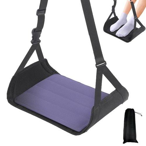 nestery Foot Hammock for Plane Travel, Extended Adjustment Strap Airplane Foot Rest, Airplane Foot Hammock for Travel Accessories, Bamboo Board Support, Easy to Storage