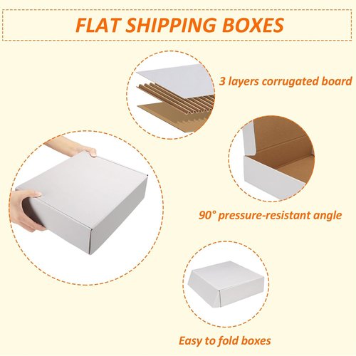 HORLIMER Shipping Boxes - Set of 25 White Corrugated Cardboard Literature Mailers | 11x9x3 Inches