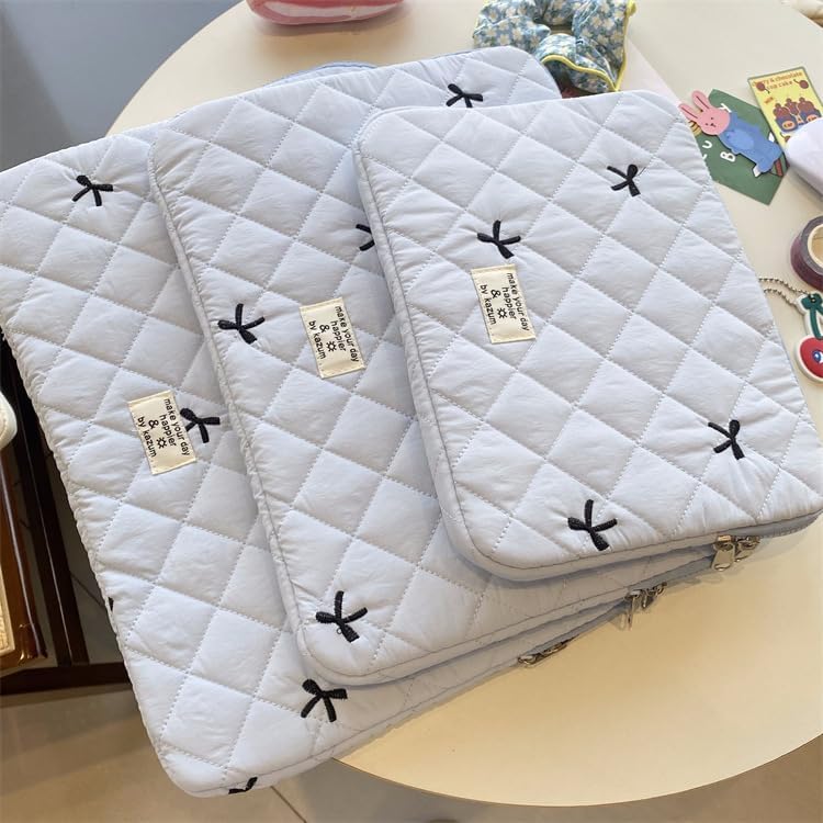 Skiennix Cute Bow Laptop Sleeve - Kawaii 11-Inch Carrying Case in Blue for Computer Protection