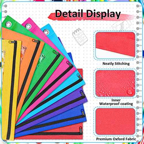 EAONE Pencil Pouch for 3 Ring Binder Set of 48, Zipper Binder Pouches Pencil Case Bulk for School Classroom Supplies/Student/Office/Home, 10 x 7.5 inch, 8 Colors