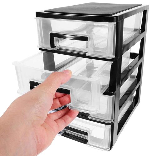 STOBOK Storage Containers, 4 Layers Plastic Storage Containers with Drawers Multifunctional Desktop Storage Box for Home, Office, Sundries Holder Plastic Storage Bins