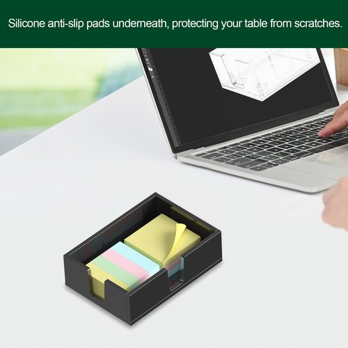 BOSSCASA Acrylic Sticky Note Holder, Self-Stick Note Pad Holder W/O Pads - Note Dispenser Memo Pad Holder Desk Organizer for School Office Home (4''x6'' Black)