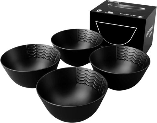 Nomnu Small Black Spiderweb Bowls Set of 4 - Gothic Ceramic Ice Cream Bowls 4.5" for Desserts & Cereal | Microwave & Dishwasher Safe
