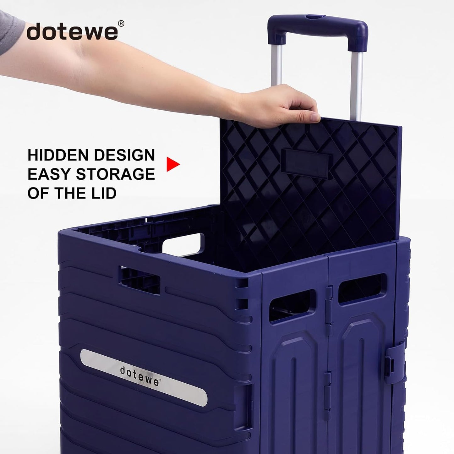 Skiennix Folding Utility Cart - Portable Rolling Handcart with Lid for Grocery & Storage - Purple