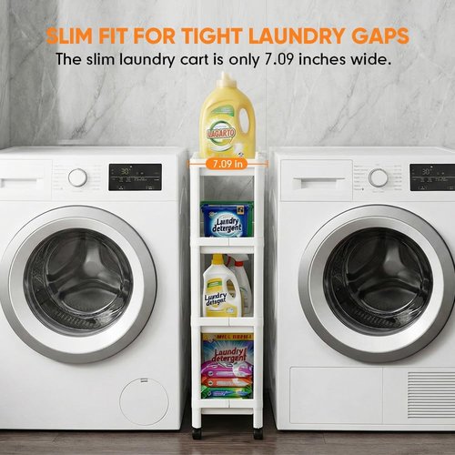 Moryimi Laundry Cart - Expandable Slim Storage Solution with Wheels | 4-Tier Organization for Laundry Room