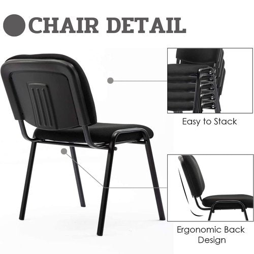 Stackable Chairs, Waiting Conference Room Office Reception Chair Armless Guest Stacking Chair for Breakroom Banquet Lobby Hall Training Room (Mesh-Cushion,Black,5PCS)