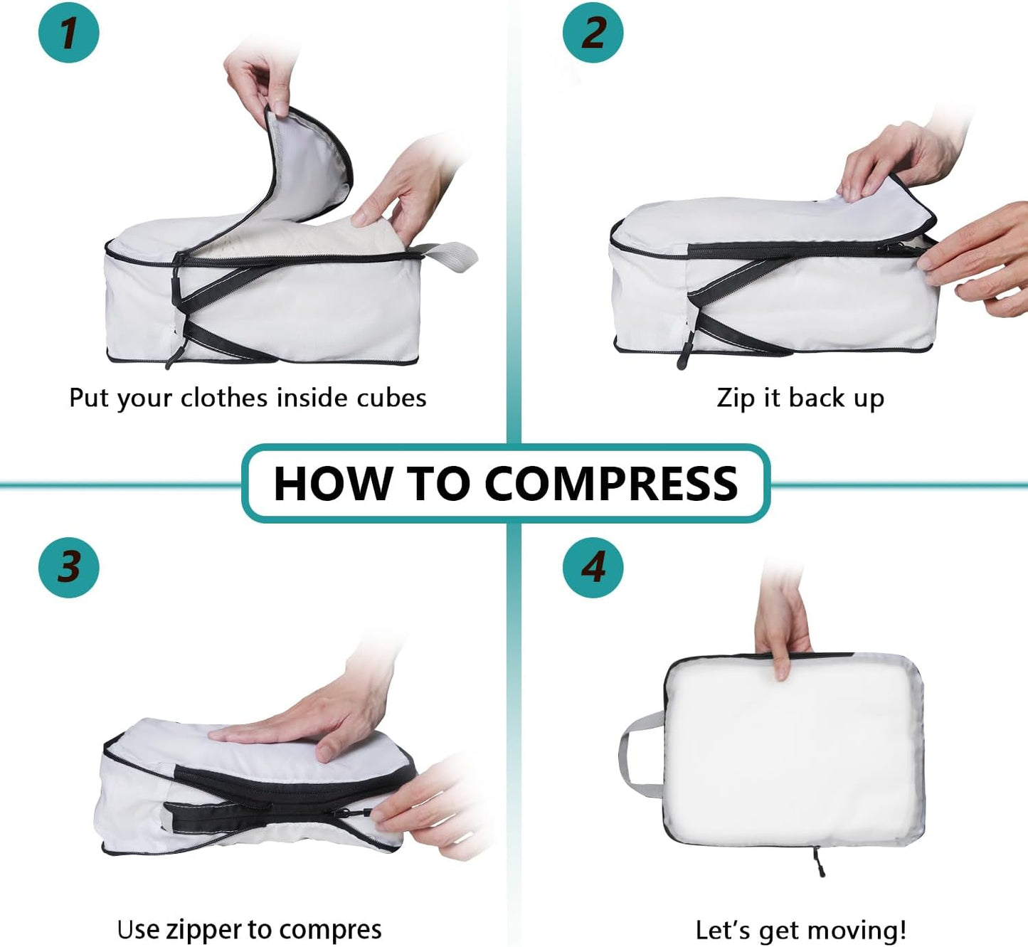 XBLGX Compression Packing Cubes - 5-Piece Travel Organizer Set for Efficient Luggage Packing