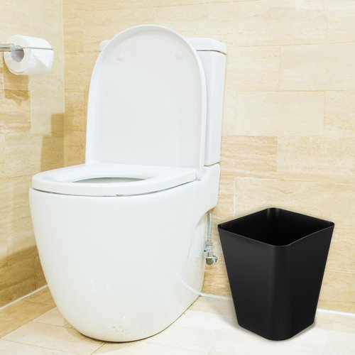 mekueeex 6 Pcs Plastic Trash Can Small Wastebasket Garbage Bin Container for Bathroom, Bedroom, Home Office, Living Room, Kitchen (Black)