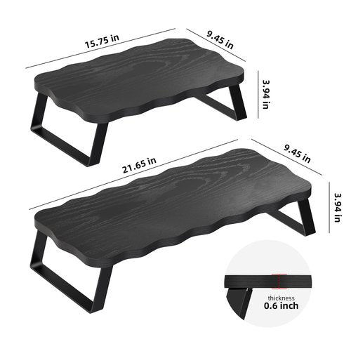 ZORVIDSON Monitor Stand Riser, Wooden Computer Stand for Desk, Wood and Steel Multi-Purpose Desktop Storage Laptop Riser Desk Shelf for Computer, Laptop, PC, Printer, 21.65 x 9.45 x 3.94 Inch Length (Black/1 Pack)