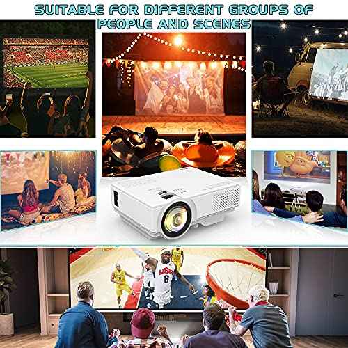 Mini Video Projector, 1080P Supported, Portable Outdoor Movie Projector, 176" Display Compatible with TV Stick, HDMI, USB, VGA, AV for Home Entertainment