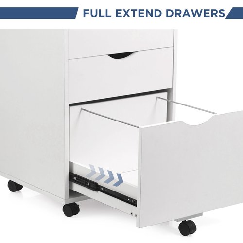 HollyHOME 3-Drawer Wood File Cabinet, Under Desk Cabinet for Home Office, Rolling Storage Shelf for Home, Printer Stand, for A4, Letter-Size, 11.8in Hanging File Folders, White
