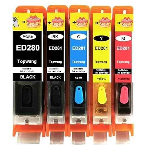 Refillable PGI-280XL CLI-281XL Ink Cartridges, Use with PIXMA TR8620 TR8520 TS9120 TR7520 TS6120 TS8120 Series Printers