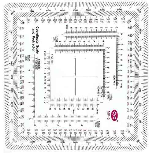 New and Improved Version Military Style MGRS/UTM Coordinate Grid Reader, and Protractor,Coordinate Scale Map Reading and Land Navigation Topographical Map Scale