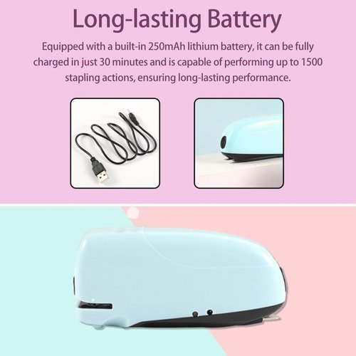 YDuupxe Electric Stapler Electric Automatic Stapler Desktop Office Supplies Desk Stapler Blue Pink (Blue)