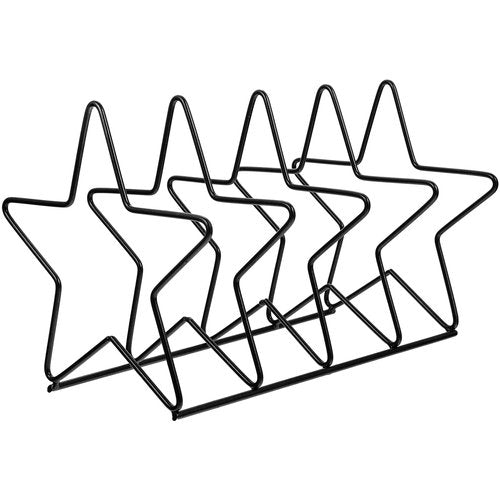 Iron Star-Shaped Desktop Organizer for Vinyl Records, CD, Books, and Documents, Black, 10.23 X 7.28 X 6.88 Inches, Space-Saving Storage Method for Home, Office, and School