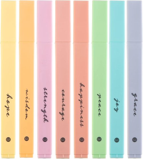 DIVERSEBEE Bible Highlighters - No Bleed Soft Chisel Tip Pens | 8 Pack Assorted Pastel Colors for Journaling