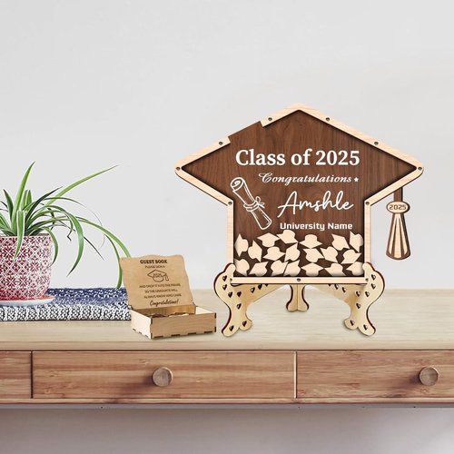 rcnujncx Graduation Decorations Class of 2025 GuestBook Alternatives Wood,Graduation Signature Collection Name for College High School Graduation Party Gifts (A2)