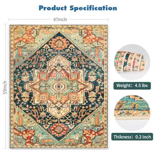 Office Chair Mat for Hard Floor, Duty Abrasion-Resistant Under Desk Rug for Rolling Chair on Hardwood & Carpeted Floors Protector, Anti Slip Bohemian Computer Floor Mat for Office Home