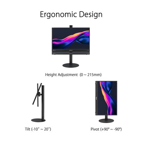 ASUS ZenScreen Stand MTS02D - Ergonomic Stand for Portable Monitors, Tilt, Pivot, Height adjustments, 1/4” Tripod Socket Compatible, Work from Home Setup, Home Office,Black