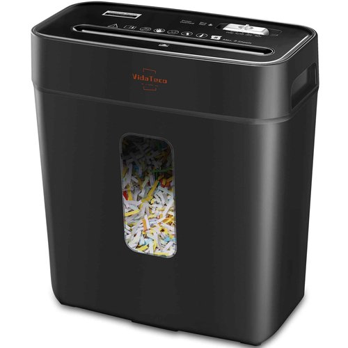Paper Shredder for Home Use,VidaTeco 6-Sheet Cross-Cut Shredder,Also Shred Card/Clip/Staple,P-4 Higher Security,Small Document Shredder for Office,Paper Shredder Heavy Duty with Jam Proof,3.04-Gal Bin