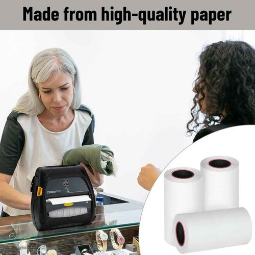 Thermal Printer Paper Rolls compatible with Zebra Printer ZQ520, QL420, RW420, ZQ500, P4T – 80 Feet Thermal Receipt Paper - 50 Rolls – NOT Label