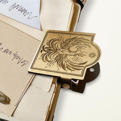 ANATTASOUL Journal Clip Vintage Phoenix Metal Travelers Notebook Clip, Decorative Heavy Duty Brass Journal Page Holder Clips for Book, Paper, Bookmark