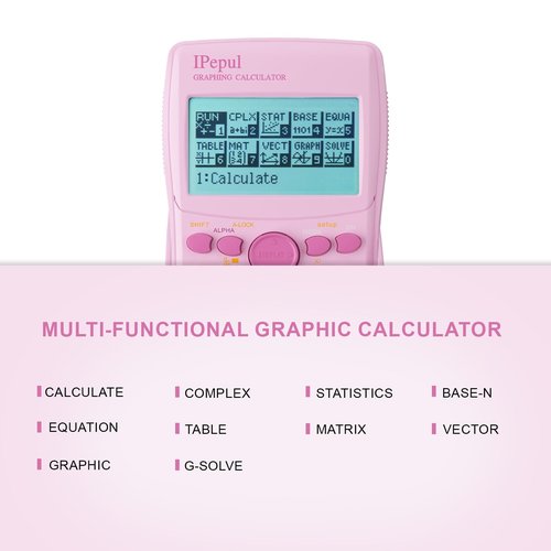 Graphing Calculator,IPepul Scientific Calculators 10 Modes /4 Graphing Functions,Desktop Math Calculator for College Students,School Supplies for Middle High School Teachers Office（Pink）