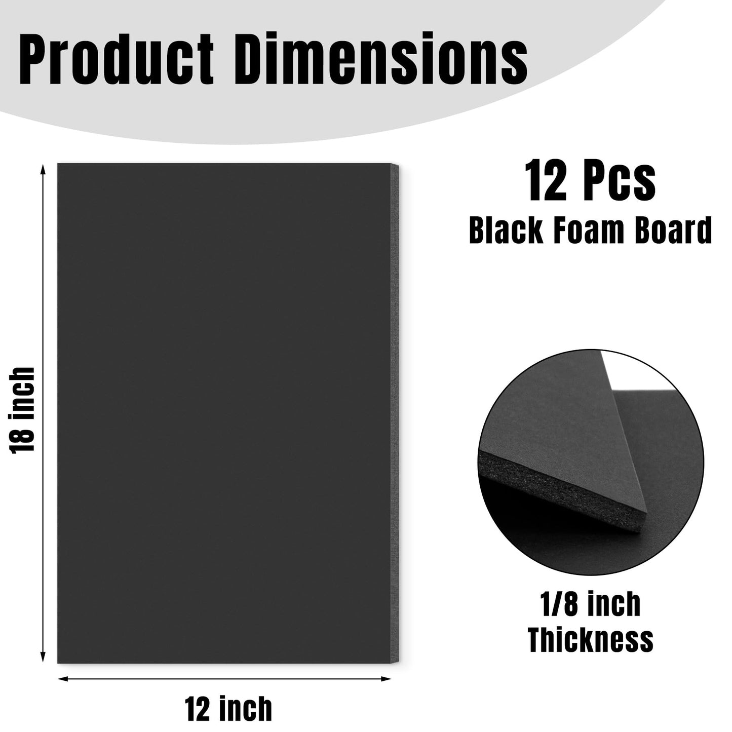 Golden State Art Foam Board 12x18-12 Pack - 1/8" Thick Black Poster Board Acid Free Foamboard for Paintings Prints, Art, Display, Crafts, Presentation and Projects