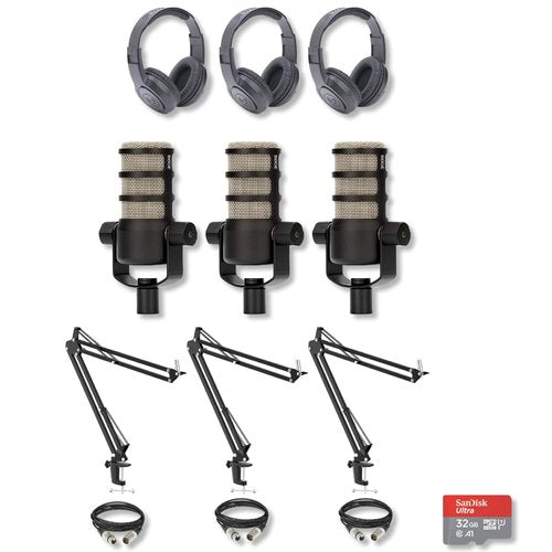 Mackie DLZ Creator Adaptive Digital Mixer for Podcasting, Content Creation and Streaming with 3x Rode Podmic, StreamEye BOOMARM1, Monitoring Headphones and Essential Accessories
