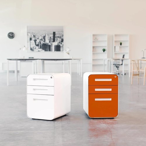 Laura Davidson Furniture 3 Drawer File Cabinet with Lock - Metal Filing Cabinet for Legal/Letter Files, Black/Wood