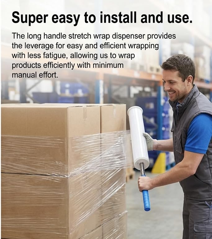 Long Handle Pallet Stretch Wrap Dispenser, Film Packing Machine