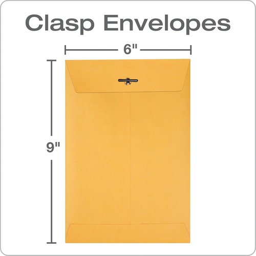 Quality Park Clasp Envelopes - Durable 28 lb Kraft Paper, 6 x 9 Inches, 100 Count Box