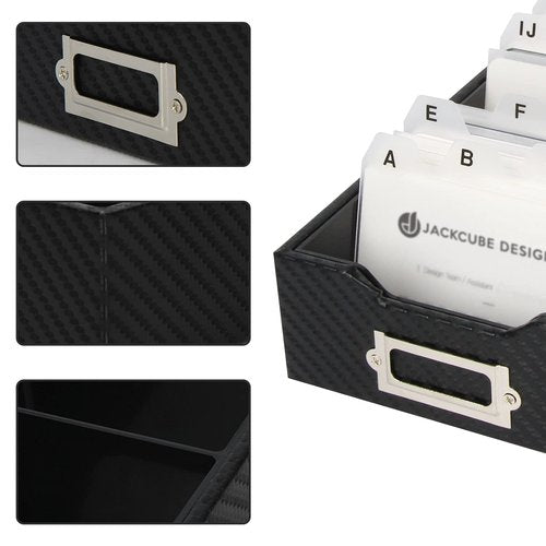 J JACKCUBE DESIGN JackCubeDesign Carbon Fiber Business Card Organizer Coupon Holder Name Card Organizer Name Card Holder With Removable Divider For Desk(4.29 x 1.76 x 9.75 inches)- :MK171