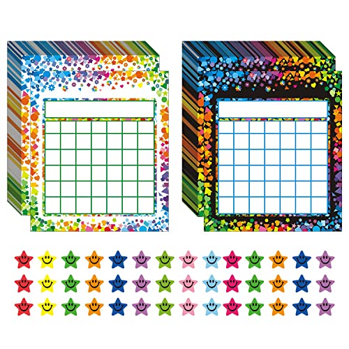 REGELETO 80 Pack Incentive Reward Charts for Classroom & Home with 2400 Star Stickers - Colorful Kids Behavior Tracking