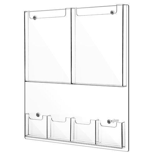 Eersida 6 Pocket Acrylic Brochure Holder Wall Mount, 21.65 x 17.72 Inches Plastic Magazine Holder Literature Multi Display Clear Pamphlet Display Flyer