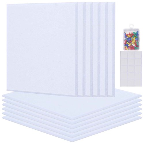 Pektiftn Large Felt Cork Board 47"x35", 12 Pack 11.8"x11.8" Corkboard Wall Tiles, Home Office Felt Bulletin Board for Photos, Notice Pin Board with 60 Push Pins, 60 Safe Removable Adhesive Tabs-White