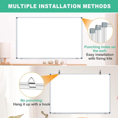 H-Qprobd Large Magnetic Dry Erase Whiteboard - 4' x 3' with Pen Tray, Markers, Erasers & Magnets