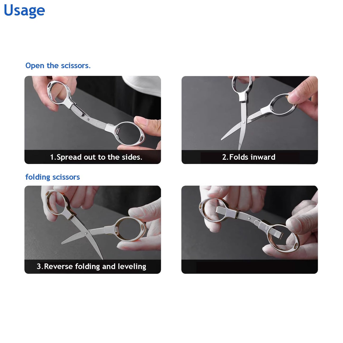 YVAOG Folding Scissors, Safe Portable Safe Portable Travel Mini Scissors, Stainless Steel Retractable Small Scissors for Home Office, 2 Piece Set