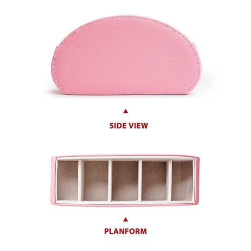 BONNY DODO Remote Control Holders Organizer Box with 5 Compartment PU Leather Multi-functional Office Desk Storage Caddy Store Tv Remote for Media Player,Brush,Pencil,Glassees&Office Supplies (Pink)